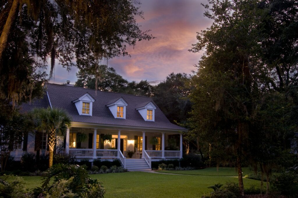 classic home at sunset