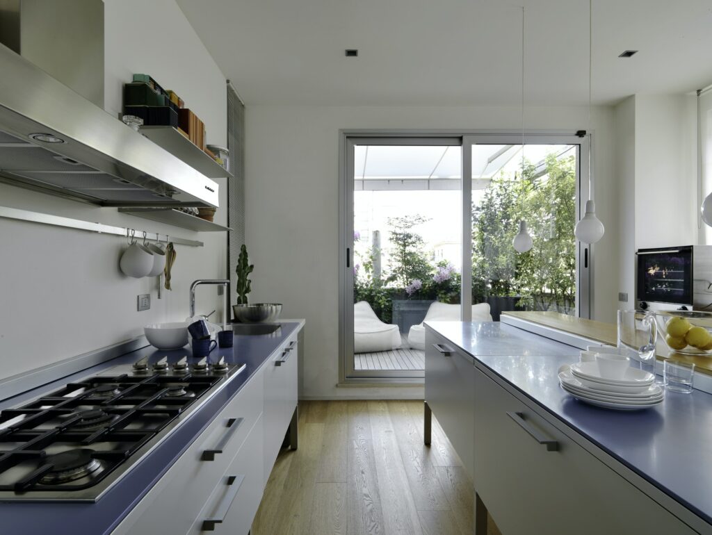 Interiors of the Modern Kitchen with Island Kitchen